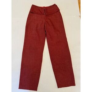 Kookai Straight Leg Trousers Women 36 Red Belted Vintage Style Hippie